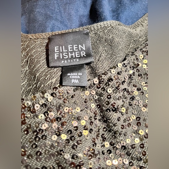 Eileen Fisher Silk Sequin Tank Top in Chocolate Brown Luxury Designer NWOT - Picture 5 of 9